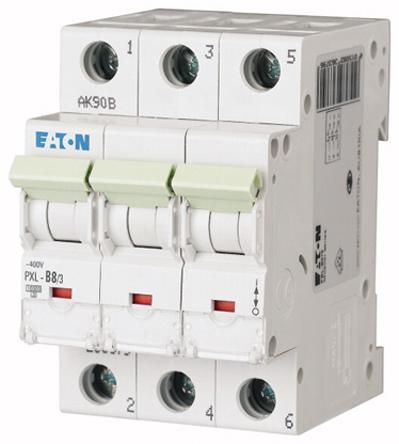 Eaton PXL, S200 MCB Leitungsschutzschalter Typ D, 3-polig 8A 400V, Abschaltvermögen 10 kA xPole DIN-Schienen-Montage