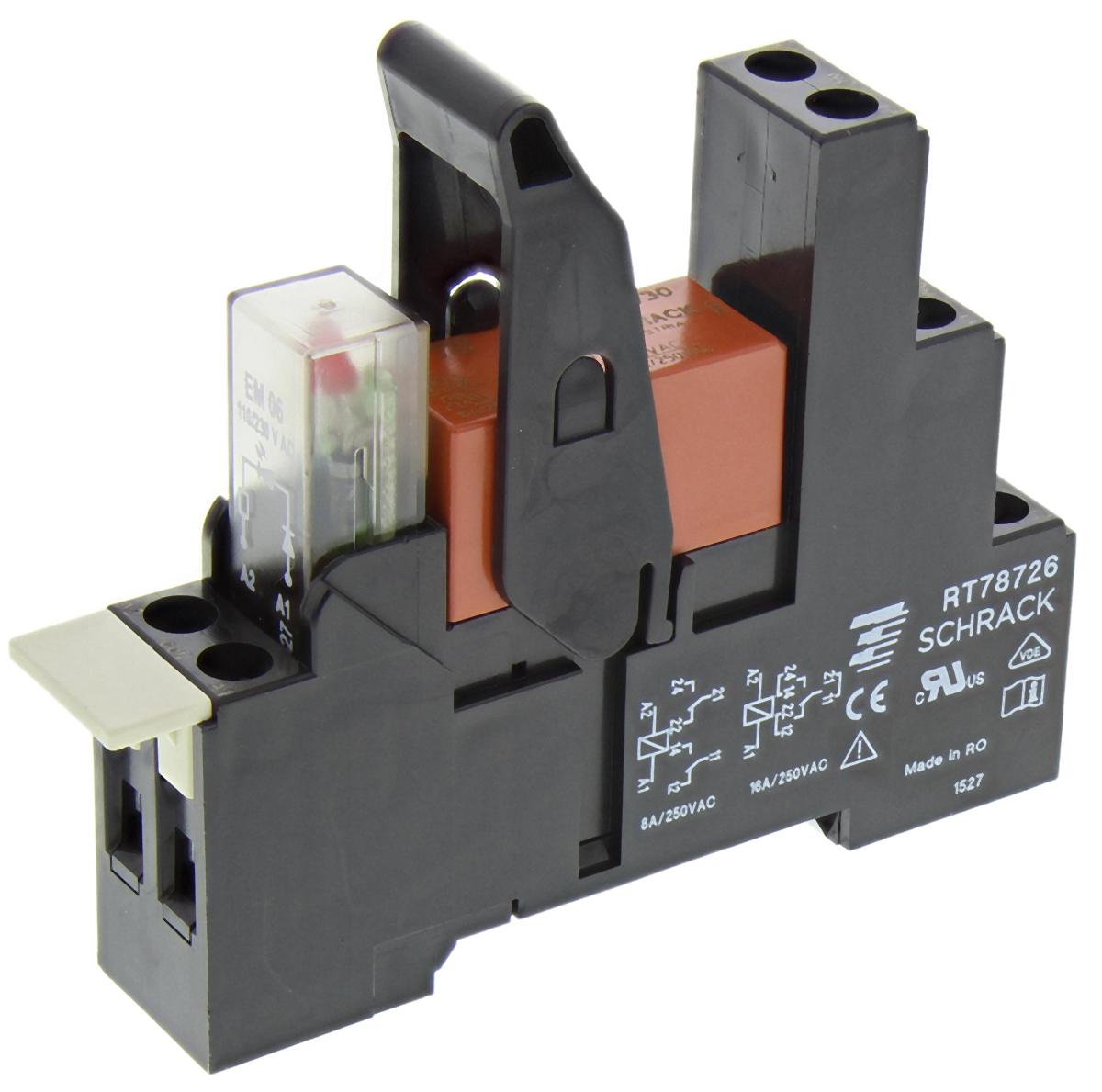 TE Connectivity RT Interface Relais 230V ac, 2-poliger Wechsler DIN-Schienen 240 → 400V ac