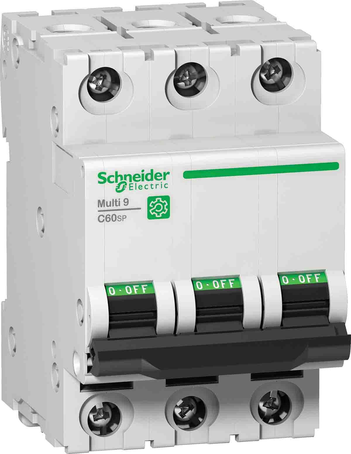 Produktfoto 1 von Schneider Electric C60SP Haushalts-MCB Leitungsschutzschalter Typ D, 3-polig 2A 440V, Abschaltvermögen 15 kA Multi 9