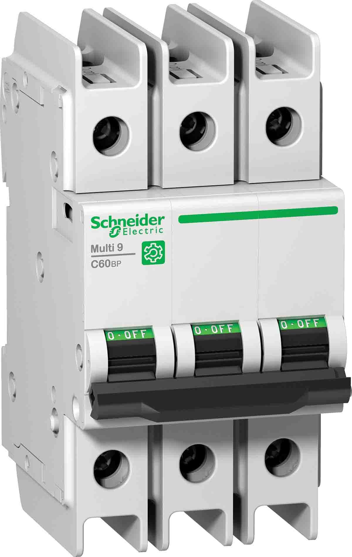 Produktfoto 1 von Schneider Electric C60BP Haushalts-MCB Leitungsschutzschalter Typ C, 3-polig 5A 440V, Abschaltvermögen 15 kA Multi 9