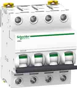 Produktfoto 1 von Schneider Electric A9F9 MCB Leitungsschutzschalter Typ C, 4-polig 50A 400V, Abschaltvermögen 20 kA, 15 kA Acti 9