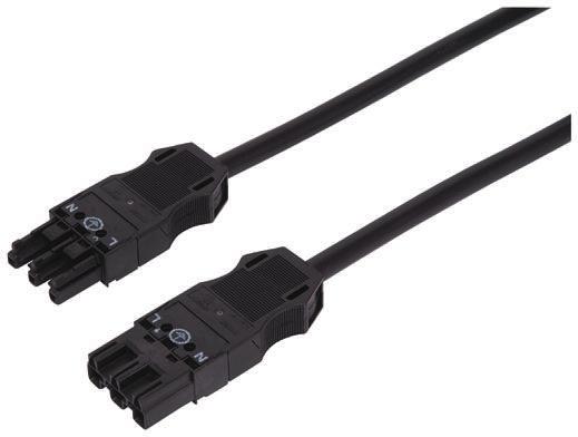 Wago Konfektioniertes Stromkabel, A WINSTA / Buchse gerade, B WINSTA / Stecker gerade, 16 A, 3m Schwarz,  250 V