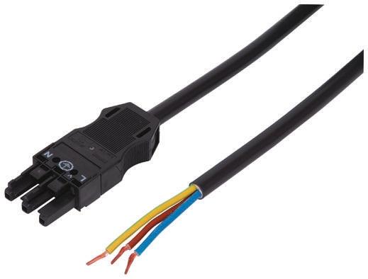 Wago Netzkabel, A WINSTA / Buchse, B offenes Ende, 16 A, 3m Schwarz 250 V