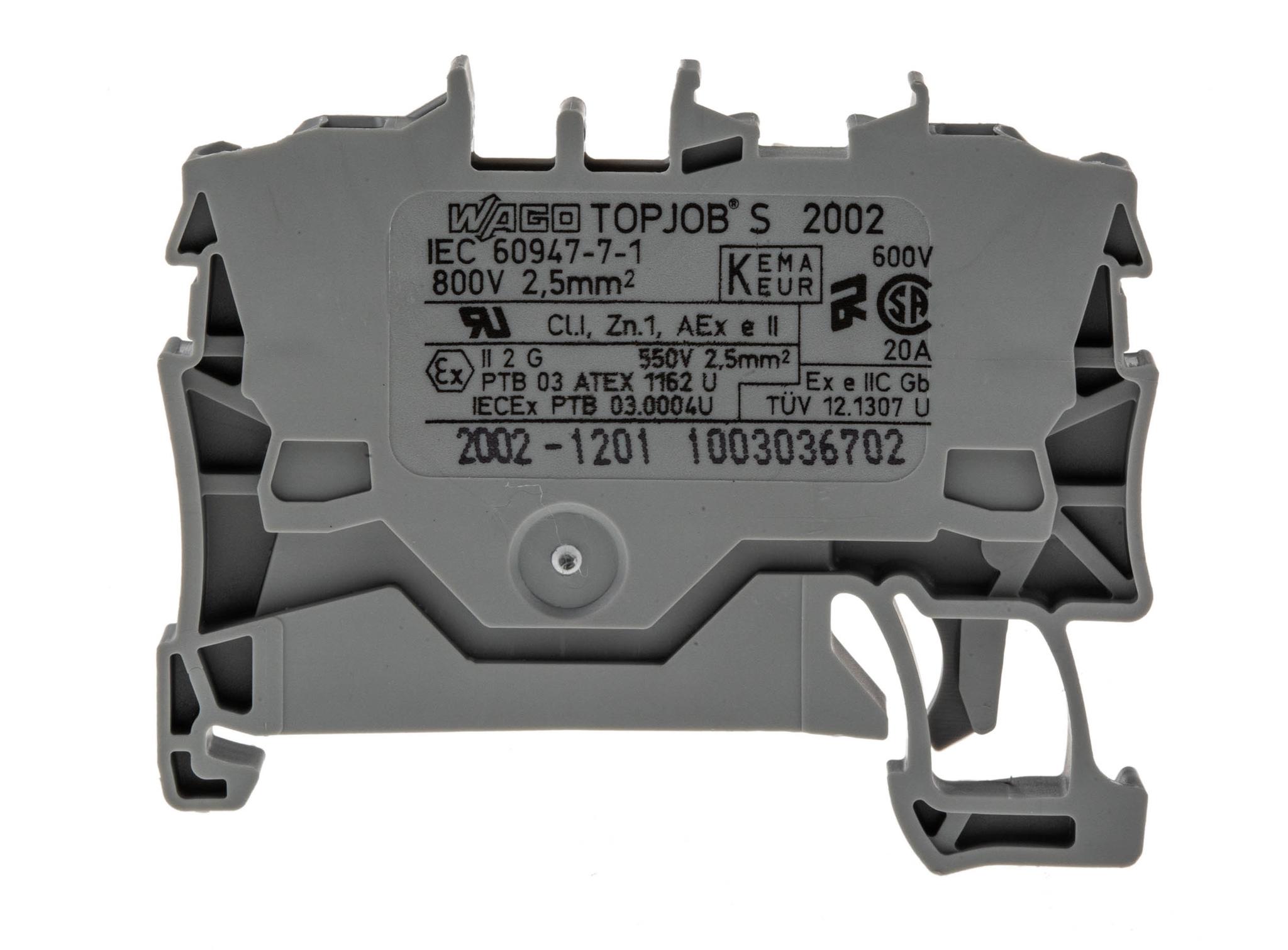 Produktfoto 1 von Wago TOPJOB S, 2002 Reihenklemme Einfach Grau, 2.5mm², 800 V / 24A, Steckanschluss