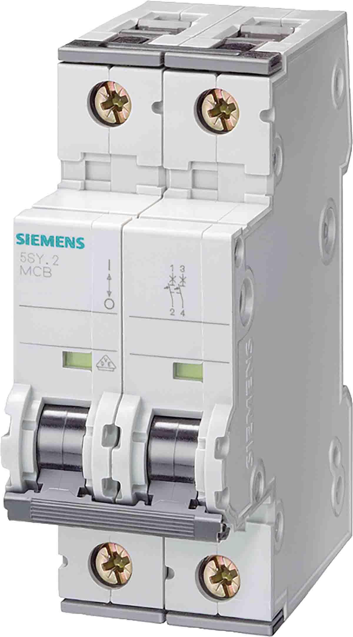 Siemens 5SY4 MCB Leitungsschutzschalter Typ D, Pol 1P+N 40A 230V, Abschaltvermögen 10 kA SENTRON DIN-Schienen-Montage