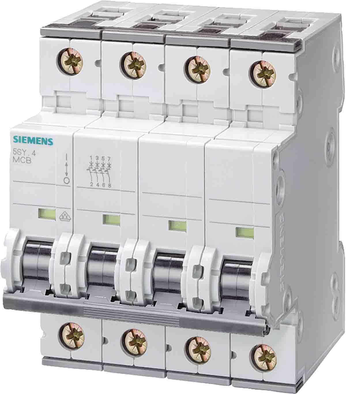 Siemens 5SY6 MCB Leitungsschutzschalter Typ C, Pol 3P+N 50A 400V, Abschaltvermögen 5 kA SENTRON DIN-Schienen-Montage