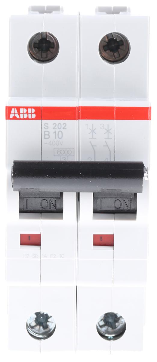 Produktfoto 1 von ABB S200 MCB Leitungsschutzschalter Typ B, 2-polig 10A 400V, Abschaltvermögen 6 kA System Pro M Compact