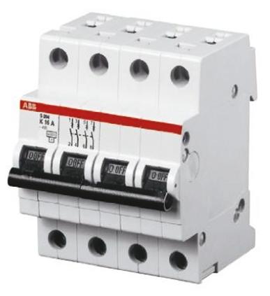 Produktfoto 1 von ABB S200 MCB Leitungsschutzschalter Typ D, 4-polig 63A 400V, Abschaltvermögen 6 kA System Pro M Compact