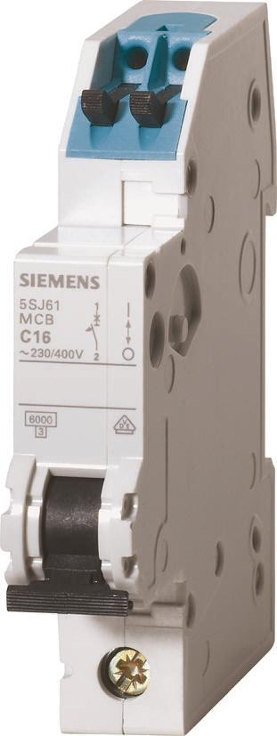 Siemens 5SJ6 MCB Leitungsschutzschalter Typ C, 1-polig 10A 230V, Abschaltvermögen 6 kA Sentron DIN-Schienen-Montage