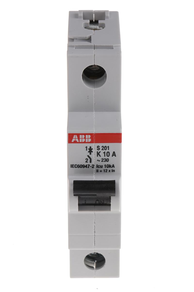 Produktfoto 1 von ABB S200 MCB Leitungsschutzschalter Typ K, 1-polig 10A 253V, Abschaltvermögen 6 kA System Pro M Compact