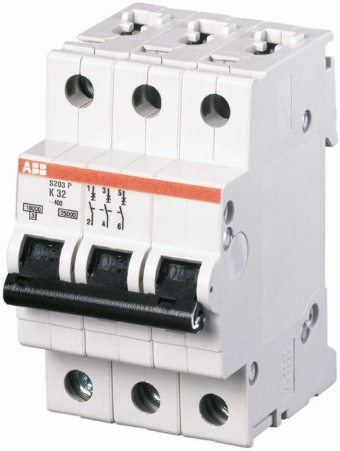 Produktfoto 1 von ABB S200 MCB Leitungsschutzschalter Typ K, 3-polig 4A 440V, Abschaltvermögen 6 kA System Pro M Compact