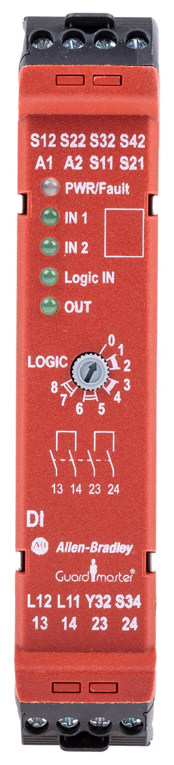 Produktfoto 1 von Rockwell Automation DI Sicherheitsrelais, 24V dc, 2-Kanal, 2 Sicherheitskontakte Lichtstrahl/Vorhang,