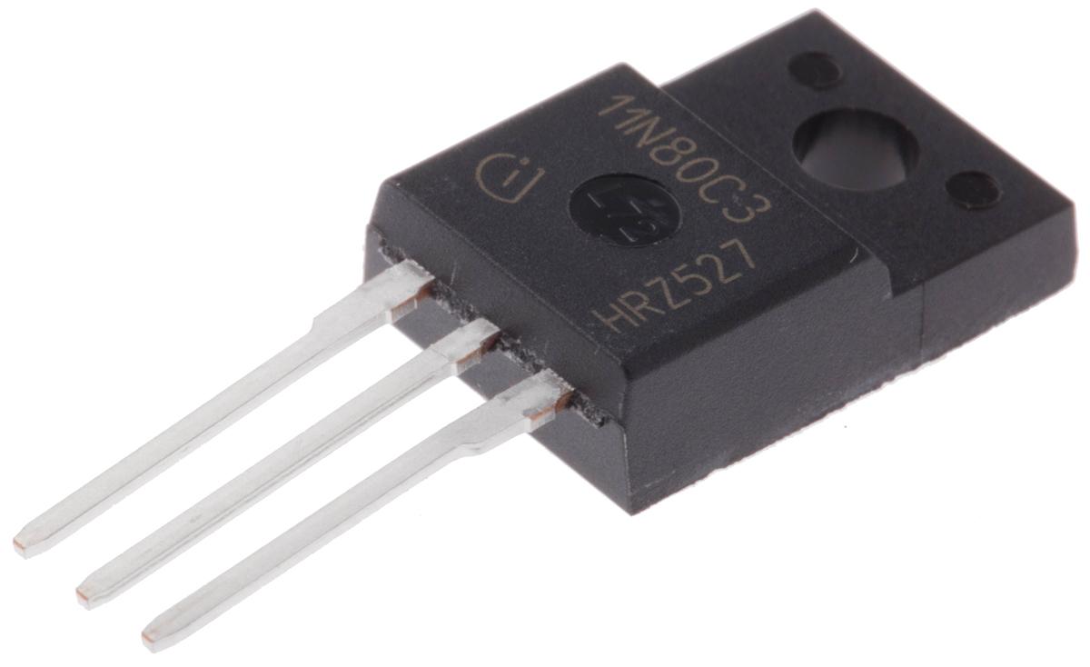 Produktfoto 1 von Infineon CoolMOS C3 SPA11N80C3XKSA1 N-Kanal, THT MOSFET 800 V / 11 A 41 W, 3-Pin TO-220