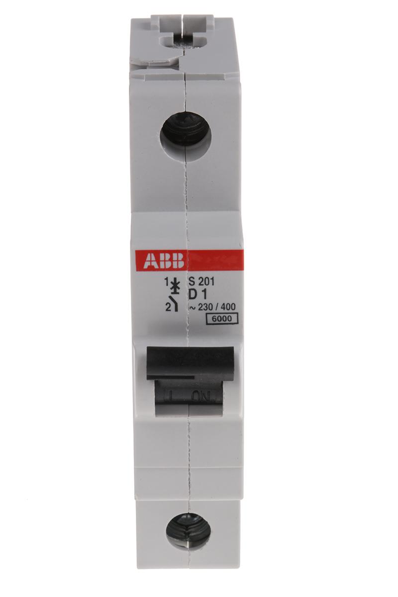 Produktfoto 1 von ABB S200 MCB Leitungsschutzschalter Typ D, 1-polig 1A 253V, Abschaltvermögen 6 kA System Pro M Compact