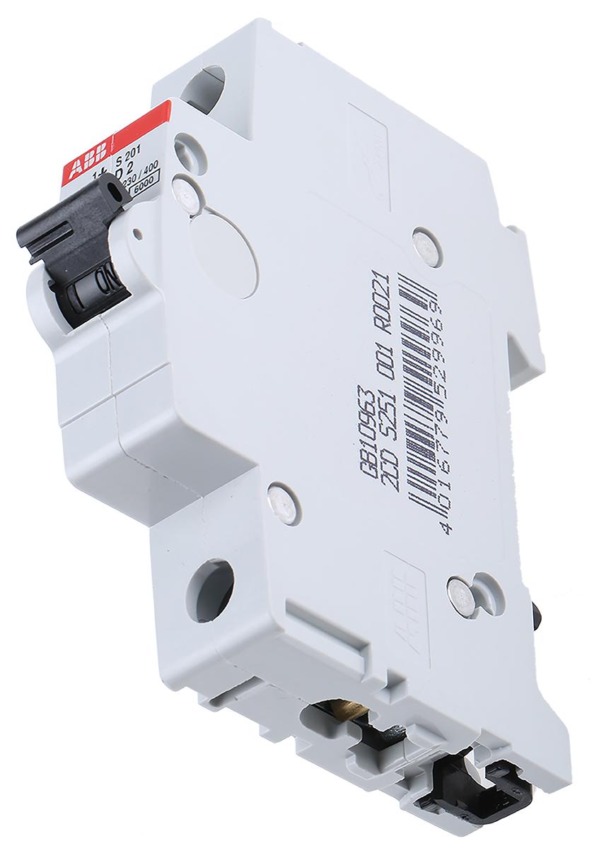 ABB MCB Leitungsschutzschalter Typ D, 1-polig 2A 253V, Abschaltvermögen 6 kA System Pro M Compact DIN-Schienen-Montage