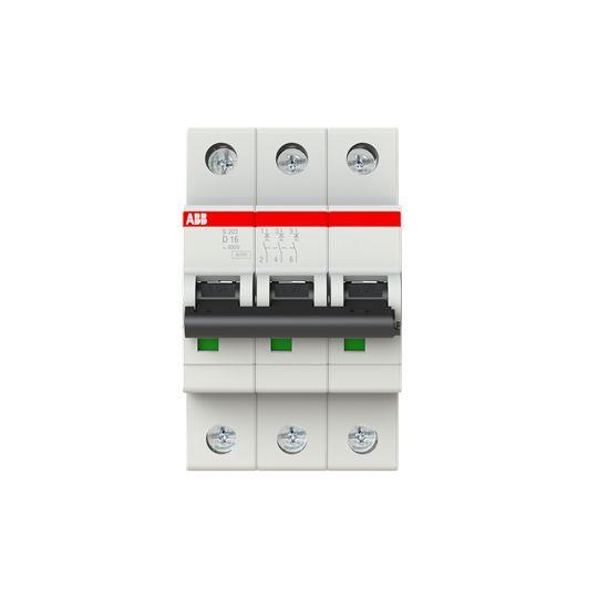 Produktfoto 1 von ABB S200 MCB Leitungsschutzschalter Typ D, 3-polig 16A 440V, Abschaltvermögen 6 kA System Pro M Compact