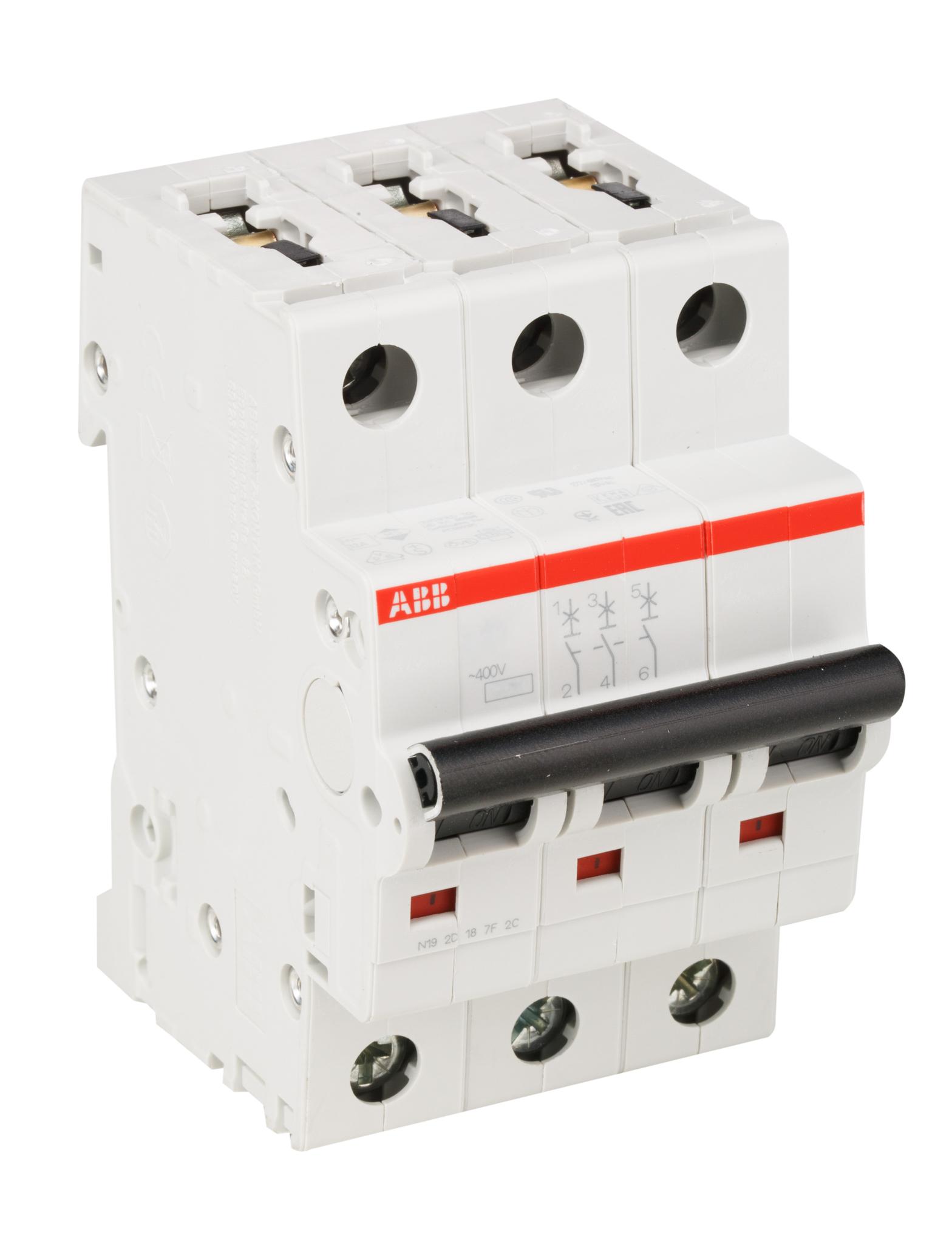 Produktfoto 1 von ABB S200 MCB Leitungsschutzschalter Typ D, 3-polig 32A 440V, Abschaltvermögen 6 kA System Pro M Compact