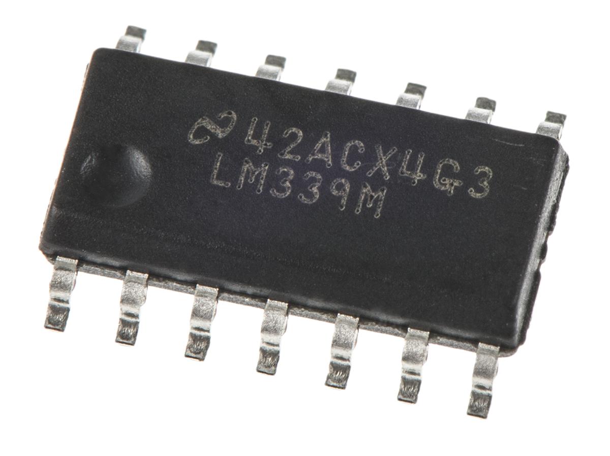 Produktfoto 1 von Komparator LM339M/NOPB, Open Collector 1.3μs 4-Kanal SOIC 14-Pin 3 → 28 V