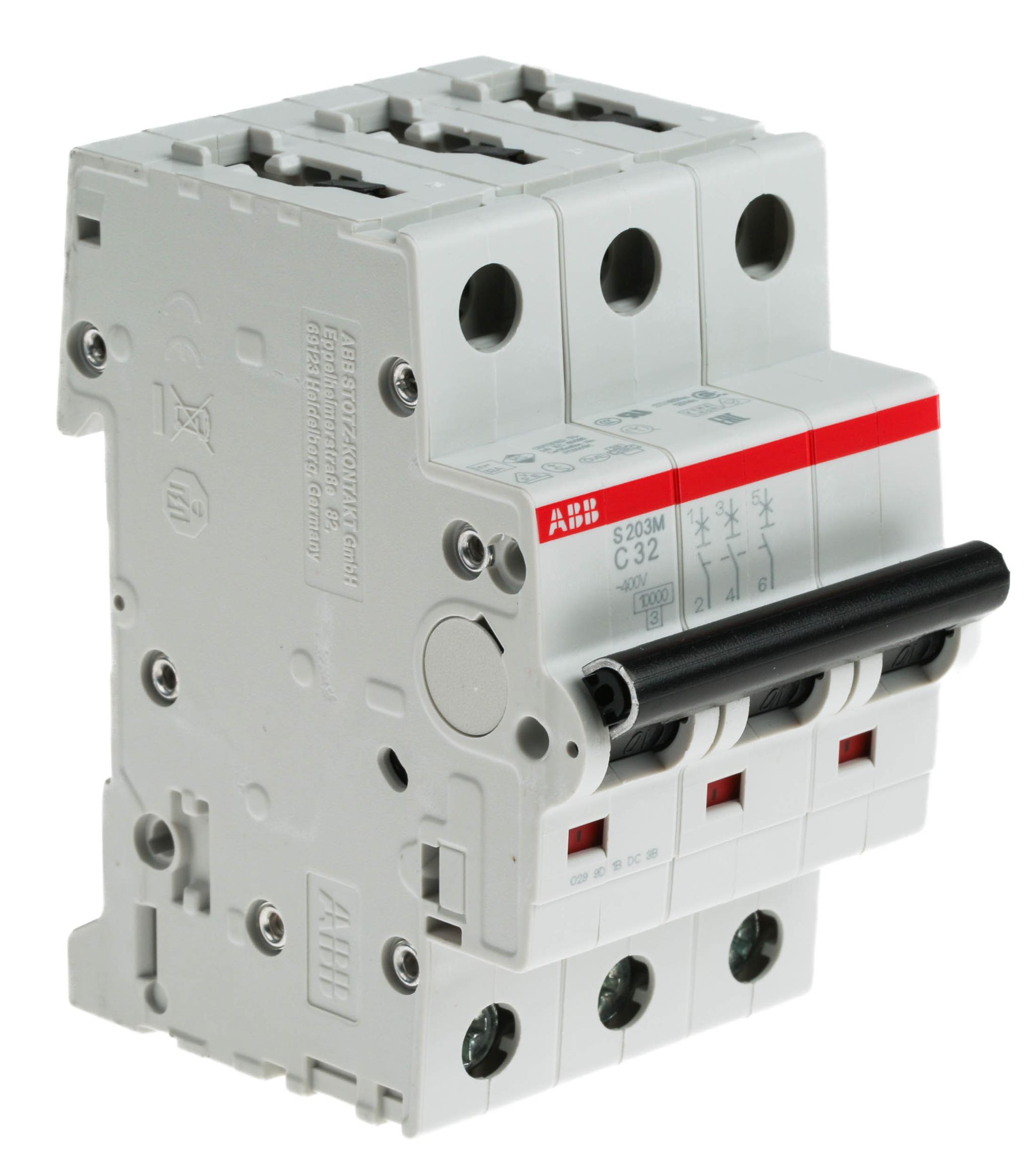 ABB S200M MCB Leitungsschutzschalter Typ C, 3-polig 32A 440V, Abschaltvermögen 10 kA System Pro M Compact