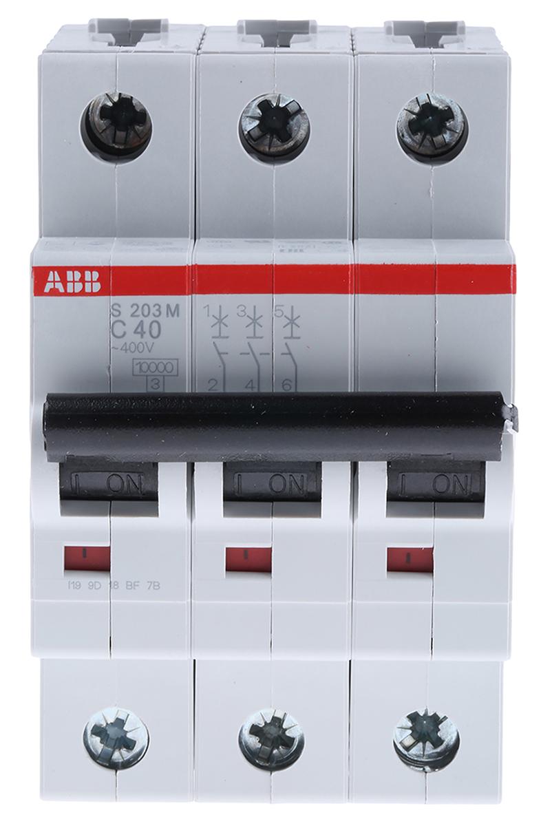 ABB S200M MCB Leitungsschutzschalter Typ C, 3-polig 40A 440V, Abschaltvermögen 10 kA System Pro M Compact