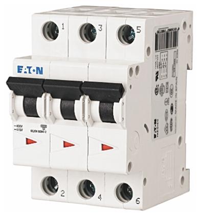 Produktfoto 1 von Eaton Eaton Moeller MCB Leitungsschutzschalter Typ C, 3-polig 2A 230 → 400V, Abschaltvermögen 6 kA xEffect