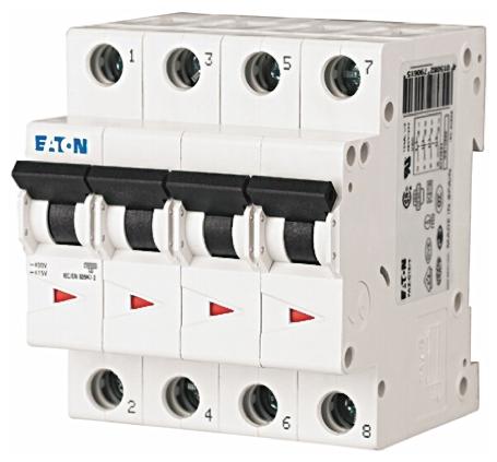 Produktfoto 1 von Eaton Eaton Moeller MCB Leitungsschutzschalter Typ C, 4-polig 20A 230 → 400V, Abschaltvermögen 6 kA xEffect