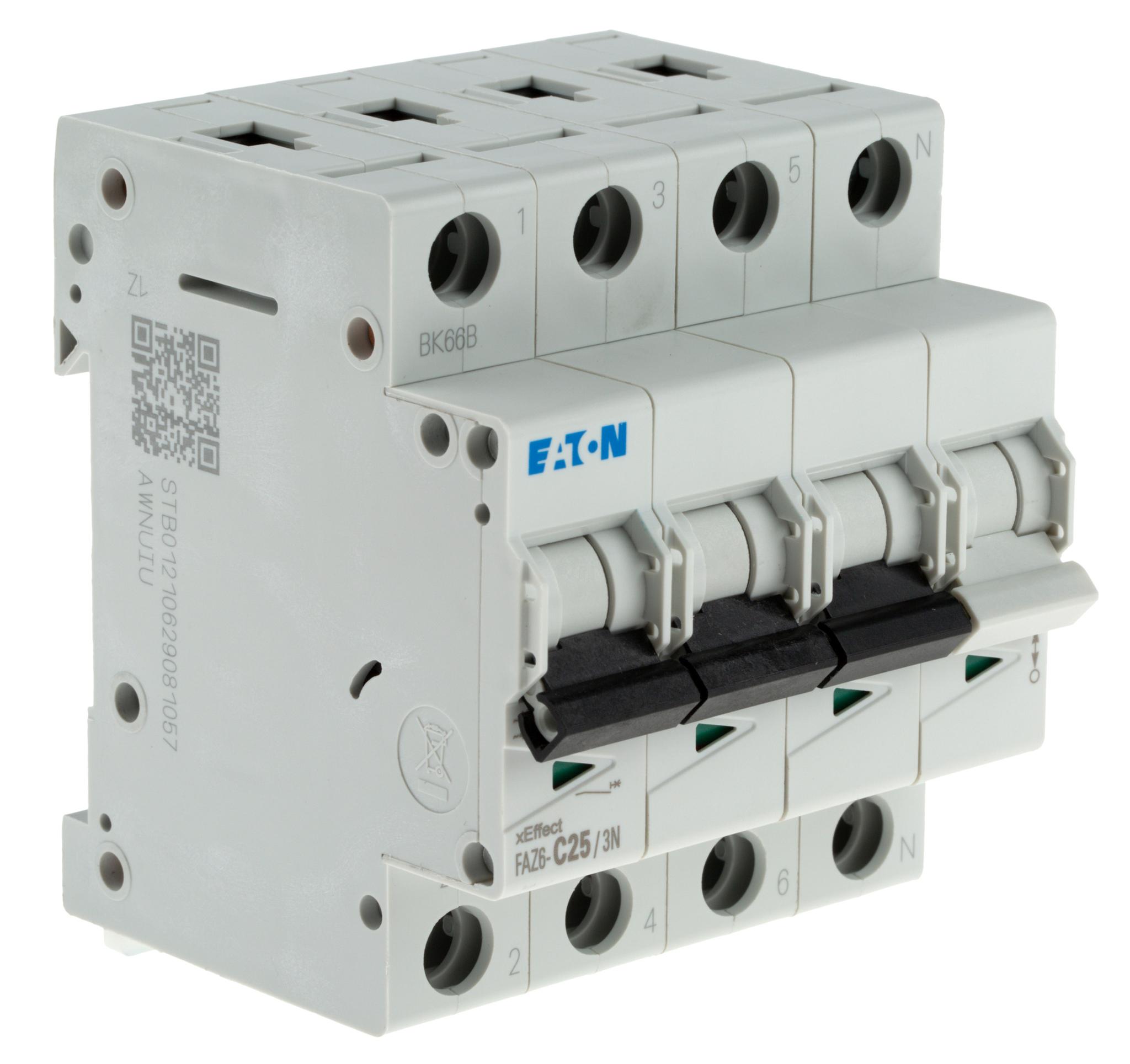 Produktfoto 1 von Eaton Eaton Moeller MCB Leitungsschutzschalter Typ C, 3-polig 25A 230 → 400V, Abschaltvermögen 6 kA xEffect