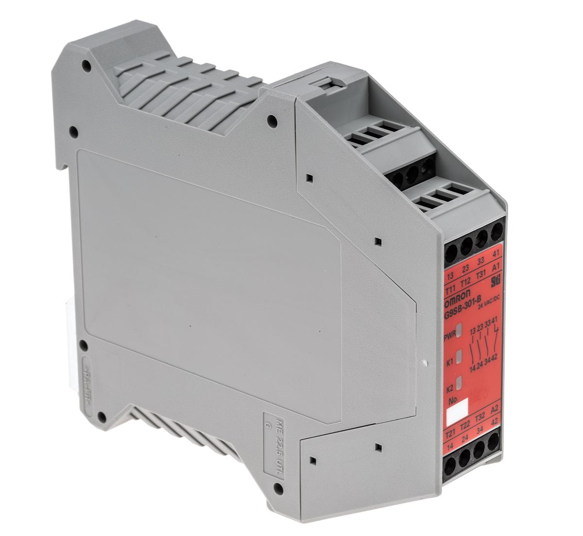 Omron G9SB Sicherheitsrelais, 24V ac/dc, 2-Kanal, 3 Sicherheitskontakte Not-Aus, 1 Hilfsschalter, 4 ISO 13849-1,