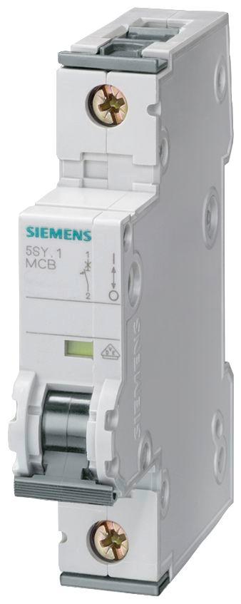 Produktfoto 1 von Siemens 5SY4 MCB Leitungsschutzschalter Typ D, 1-polig 4A 230V, Abschaltvermögen 10 kA Sentron DIN-Schienen-Montage