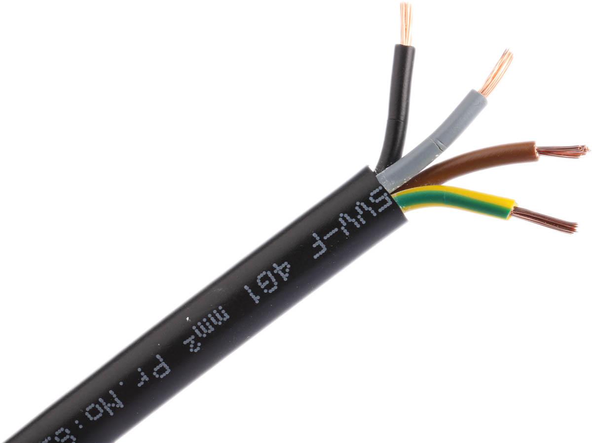 RS PRO Netzkabel, 4-adrig Typ 3184Y Schwarz x 1 mm² /Ø 7.81mm 10 A, 100m, 300 V, 500 V, PVC