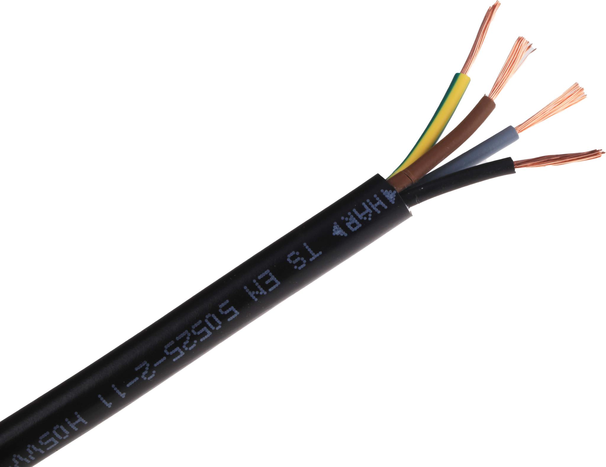 RS PRO Netzkabel, 4-adrig Typ 3184Y Schwarz x 0,75 mm² /Ø 7.04mm 6 A, 100m, 300 V, 500 V, PVC