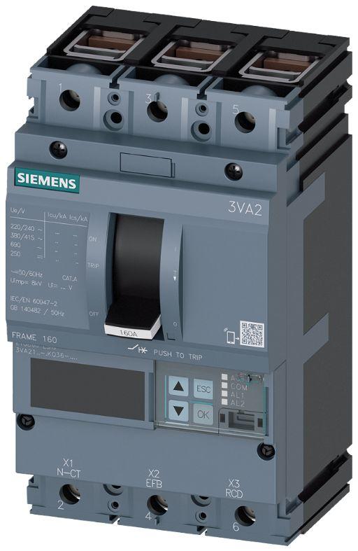 Siemens SENTRON 3VA2, Leistungsschalter MCCB 3-polig, 100A / Abschaltvermögen 110 kA, Fest