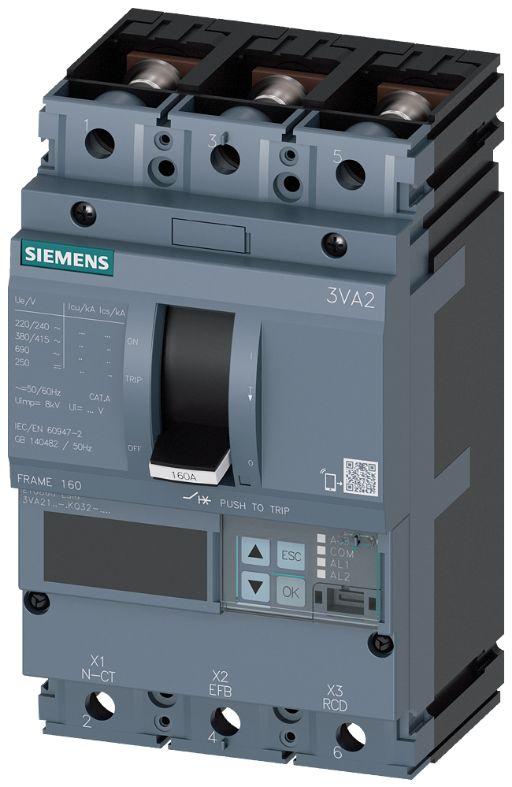 Siemens SENTRON 3VA2, Leistungsschalter MCCB 3-polig, 160A / Abschaltvermögen 85 kA, Fest