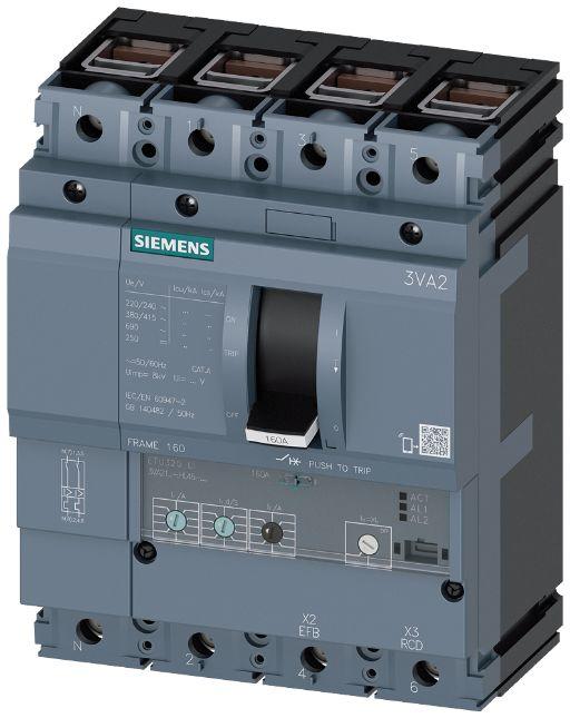 Siemens SENTRON 3VA2, Leistungsschalter MCCB 4-polig, 160A / Abschaltvermögen 110 kA, Fest