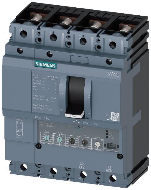 Siemens SENTRON 3VA2, Leistungsschalter MCCB 4-polig, 160A / Abschaltvermögen 110 kA, Fest