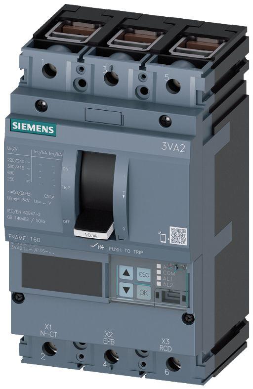 Siemens SENTRON 3VA2, Leistungsschalter MCCB 3-polig, 160A / Abschaltvermögen 110 kA, Fest