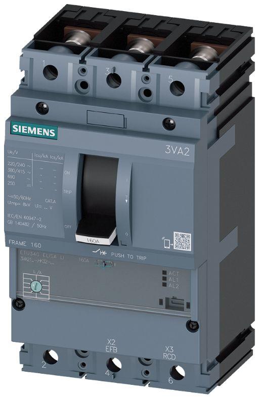 Siemens SENTRON 3VA2, Leistungsschalter MCCB 3-polig, 25A / Abschaltvermögen 110 kA, Fest