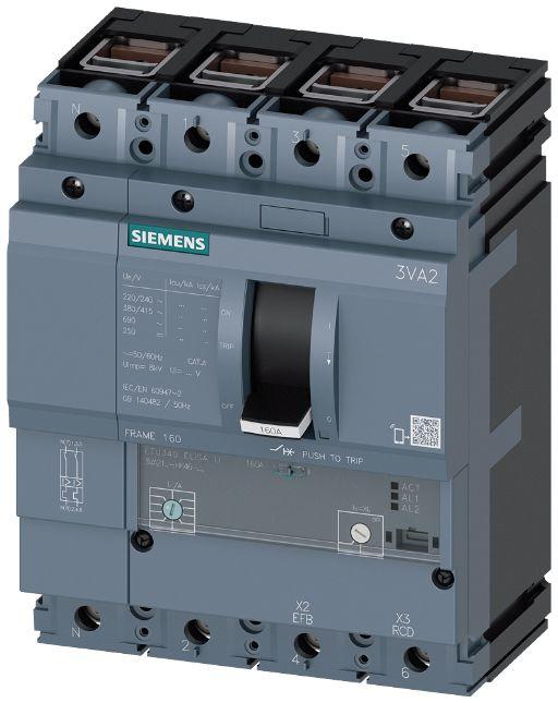 Siemens SENTRON 3VA2, Leistungsschalter MCCB 4-polig, 25A / Abschaltvermögen 110 kA, Fest