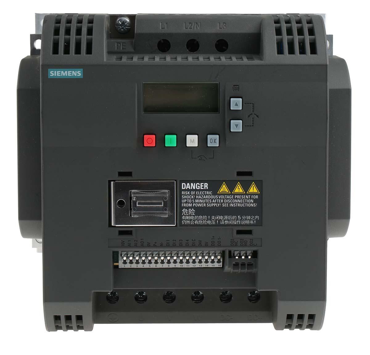 Siemens SINAMICS V20, 3-Phasen Frequenzumrichter 5,5 kW, 400 V ac / 11 A, 12,5 A. 0 → 550Hz für