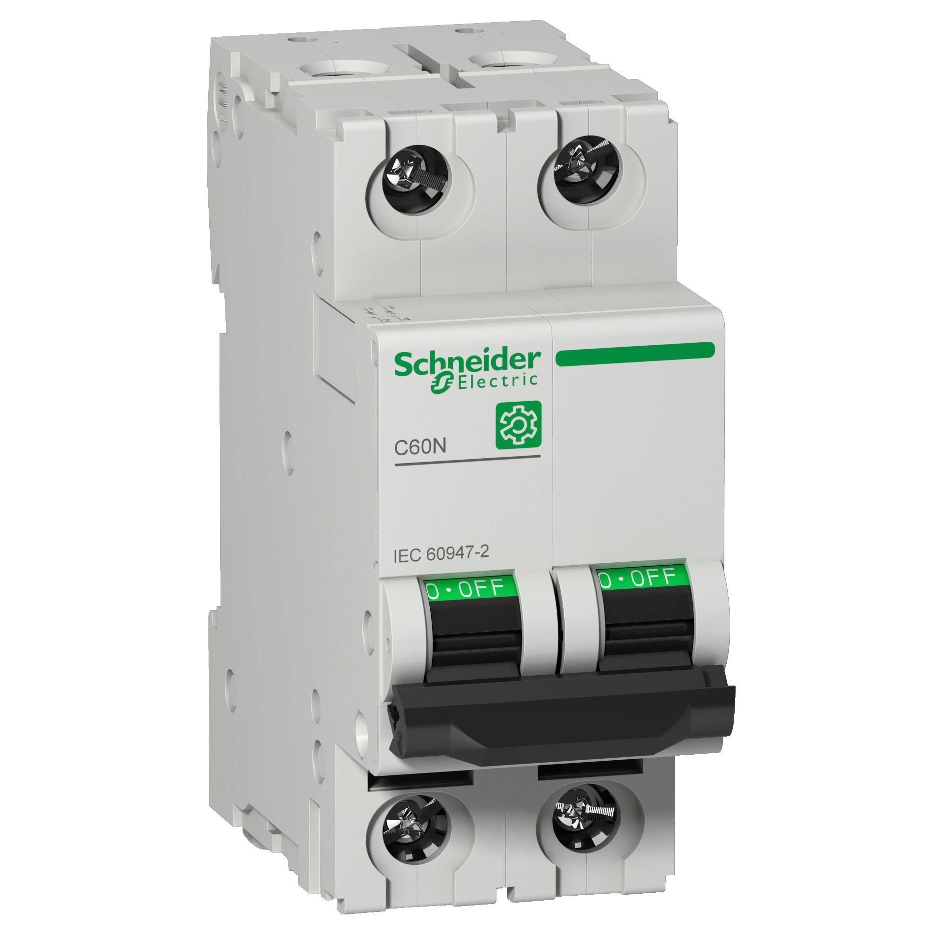 Produktfoto 1 von Schneider Electric C60N MCB Leitungsschutzschalter Typ C, 2-polig 2A, Abschaltvermögen 10 kA Multi 9