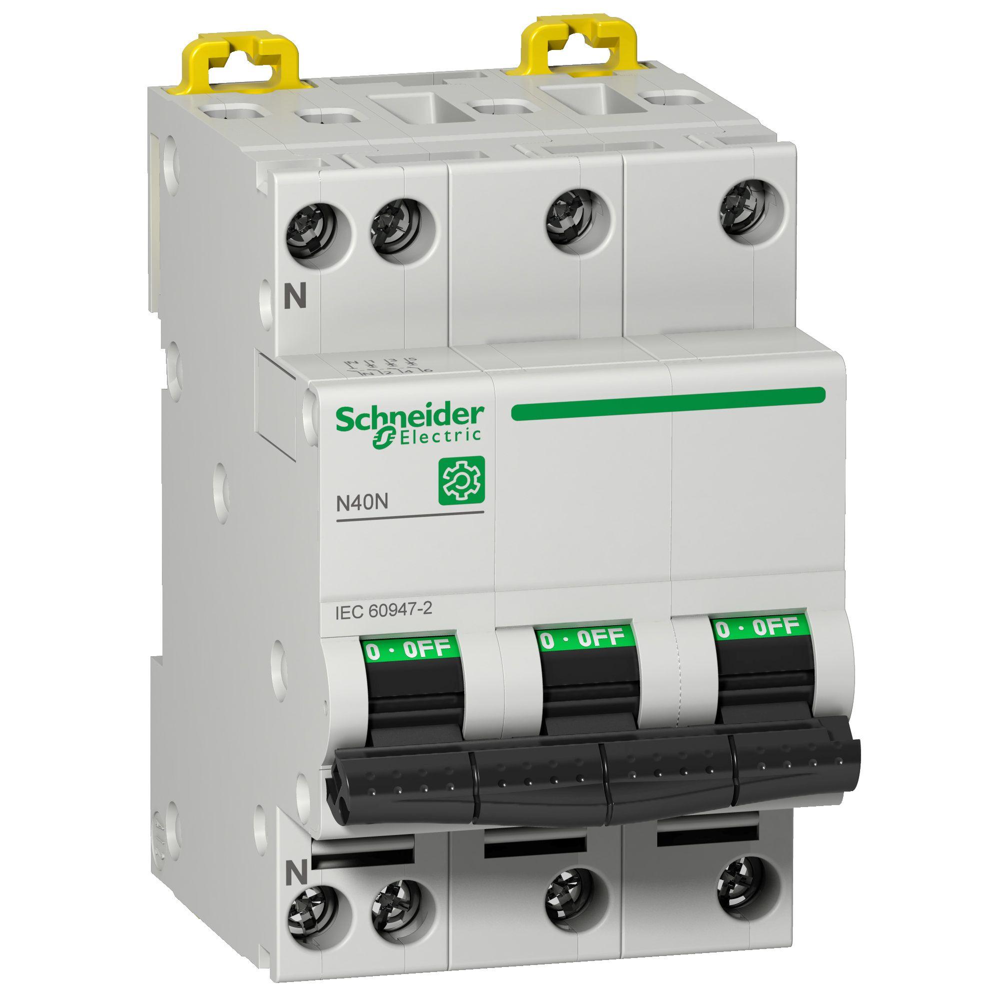 Produktfoto 1 von Schneider Electric N40N MCB Leitungsschutzschalter Typ C, 3-polig 16A, Abschaltvermögen 10 kA Multi 9