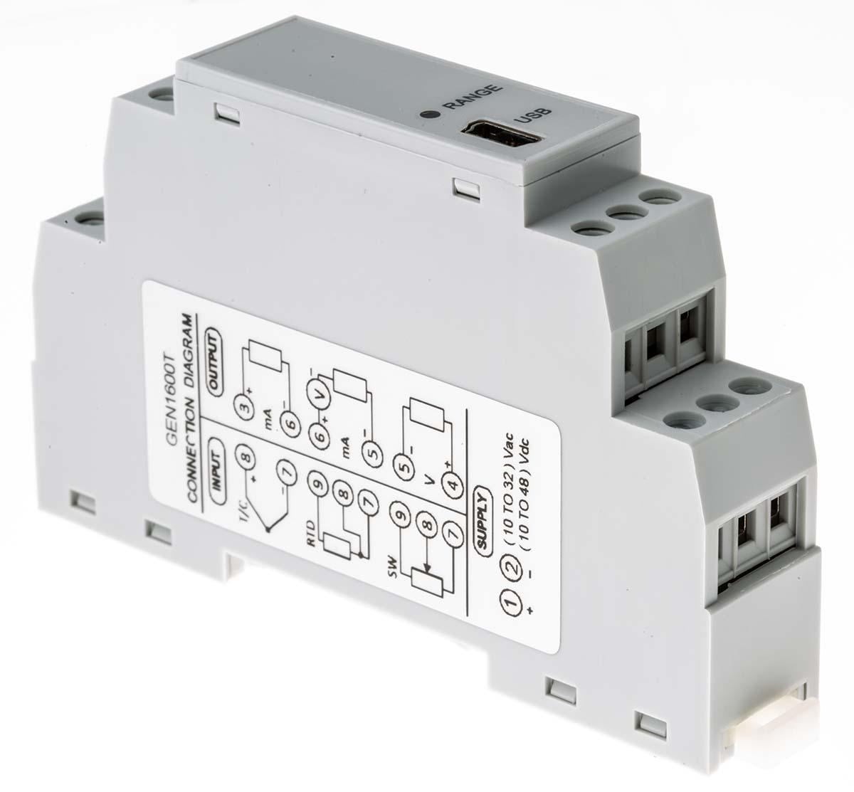 Produktfoto 1 von RS PRO Signalwandler, Temperaturwandler 10 → 32 V ac, 10 → 48V dc, Widerstands-Temperaturfühler (RTD),