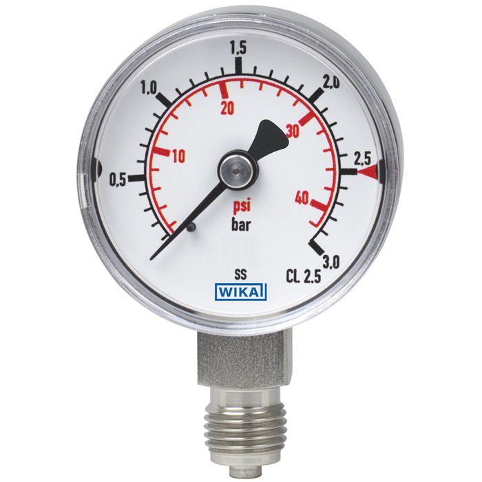 Produktfoto 1 von WIKA Druckmessgerät Prozessanschluss unten Analog 0bar → 16bar, Ø 50mm NPT1/4