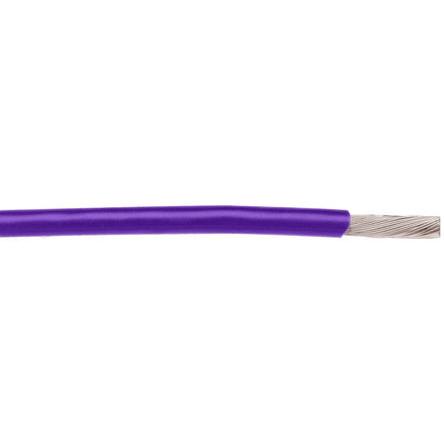 Alpha Wire Einzeladerleitung 0,06 mm², 30 AWG 30m Violett PTFE isoliert Ø 0.61mm 7/0,10 mm Litzen MIL-W-16878