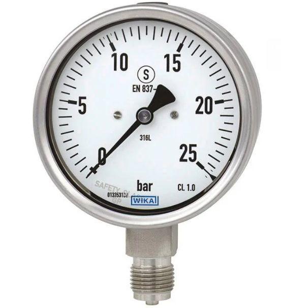 WIKA Druckmessgerät Prozessanschluss unten Analog 0bar → 16bar, Ø 63mm NPT1/4