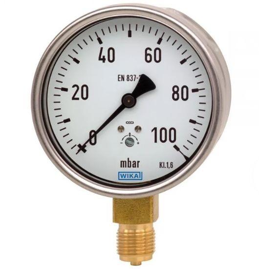 WIKA Druckmessgerät Prozessanschluss unten Analog 0mbar → 200mbar, Ø 160mm G1/2