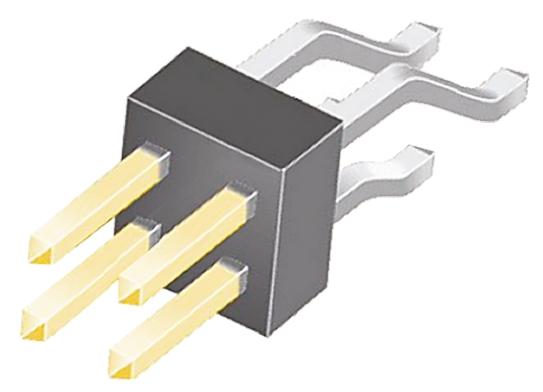 Produktfoto 1 von Samtec TSM Stiftleiste gewinkelt, 4-polig / 2-reihig, Raster 2.54mm, Platine-Platine, Kabel-Platine,