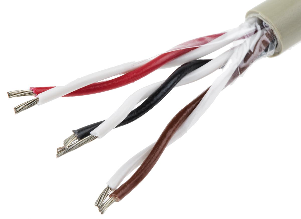 Produktfoto 1 von Alpha Wire Pro-Tekt Datenkabel, 3-paarig 0,23 mm² Ø 5.66mm Keine Schirmung PVC isoliert Twisted Pair Grau