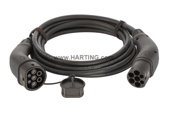 Produktfoto 1 von HARTING EV-Ladekabel, Typ 2 auf Typ 2, 1-phasig, 32 A Nennstrom, 7.5m, Abgeschlossen, Modus 3, 250 V ac, IP44