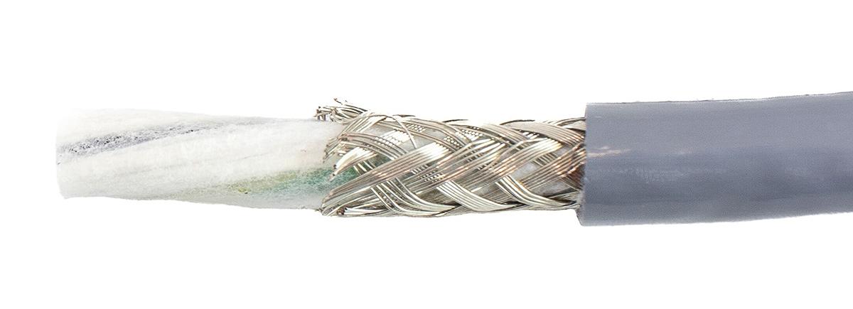 Produktfoto 1 von Alpha Wire EcoFlex PUR ECO Steuerkabel, 3-adrig x 0,5 mm² Grau, 30m, 20 AWG, Geflecht